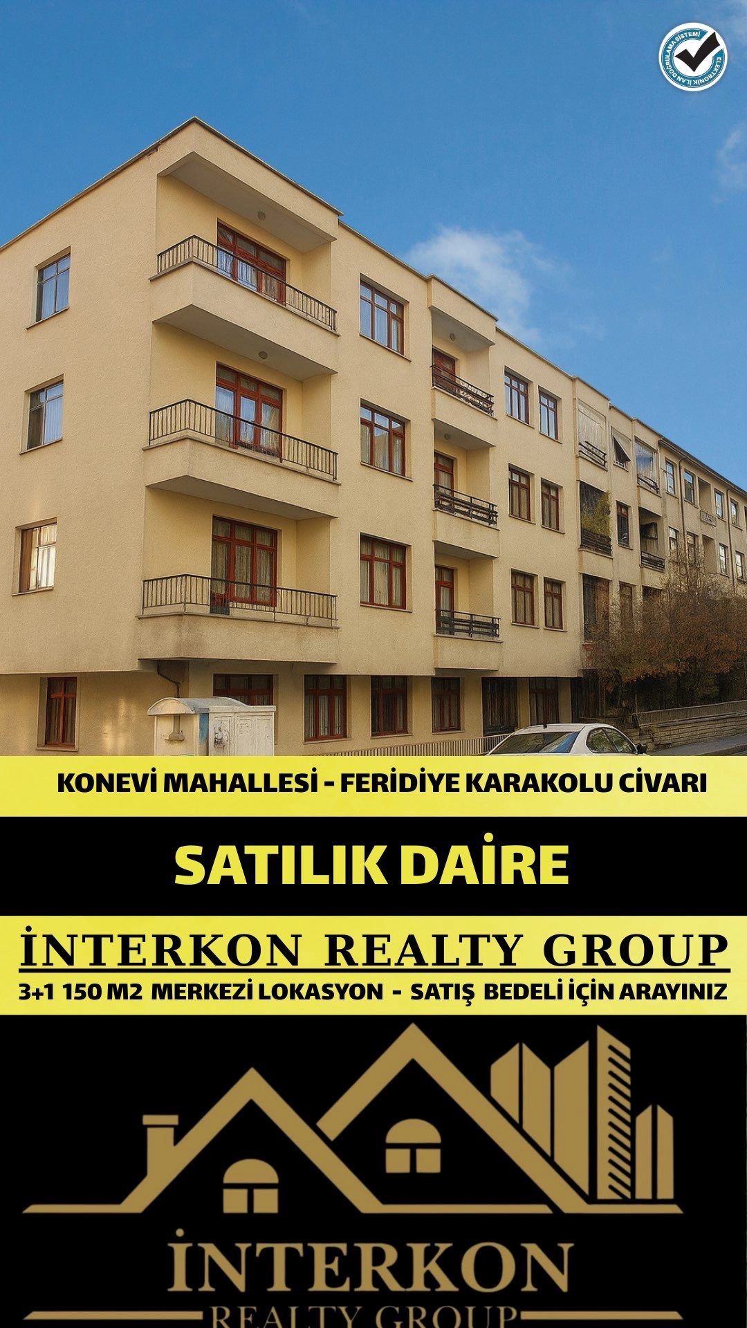 KONYA MERAM KONEVİ MAHALLESİ 4+1 SATILIK DAİRE!